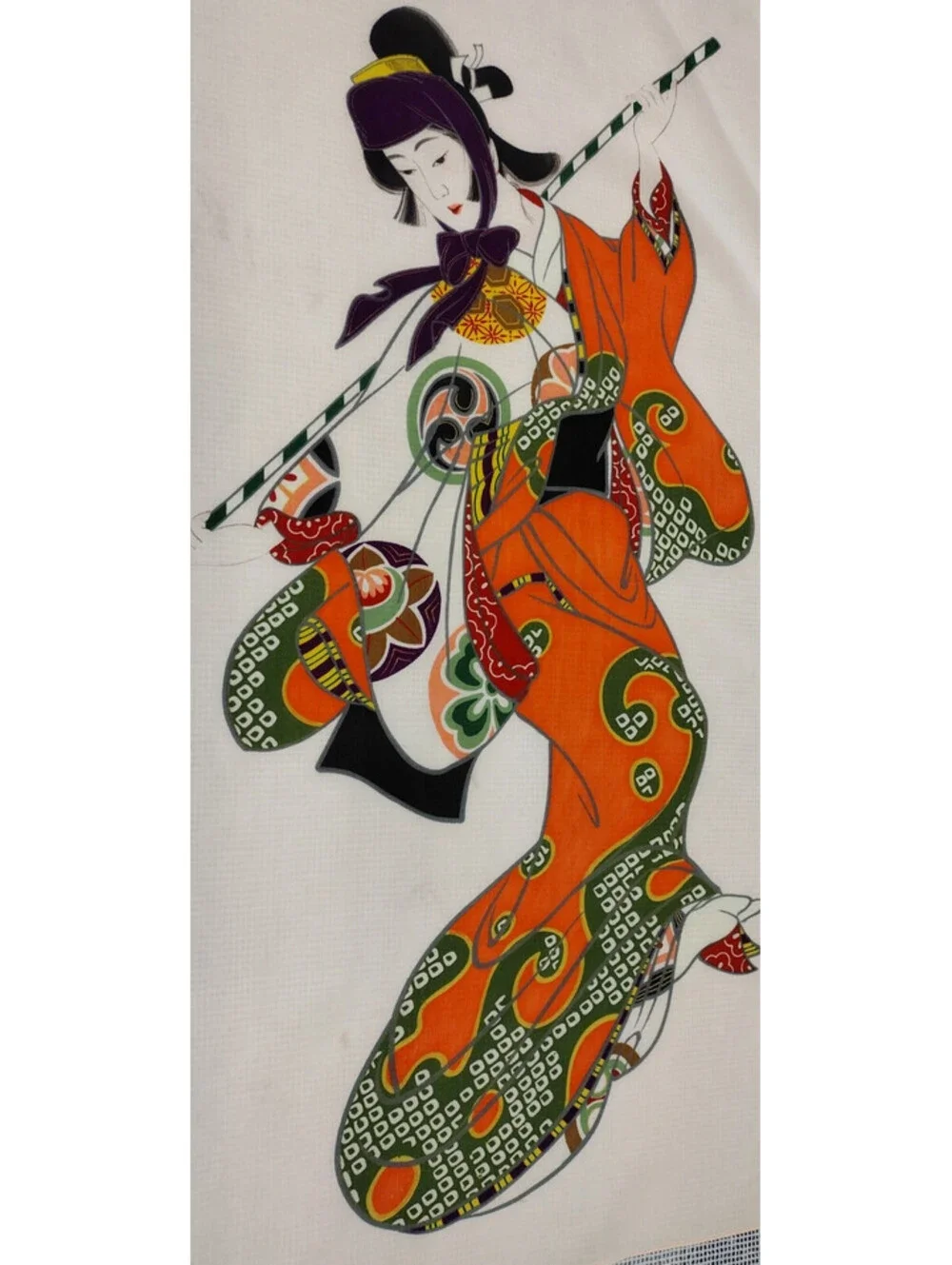 Geisha 1950s Towel Panel NEW DEADSTOCK 50s Asian Japan CHINA? BEAUTIFUL COLORS